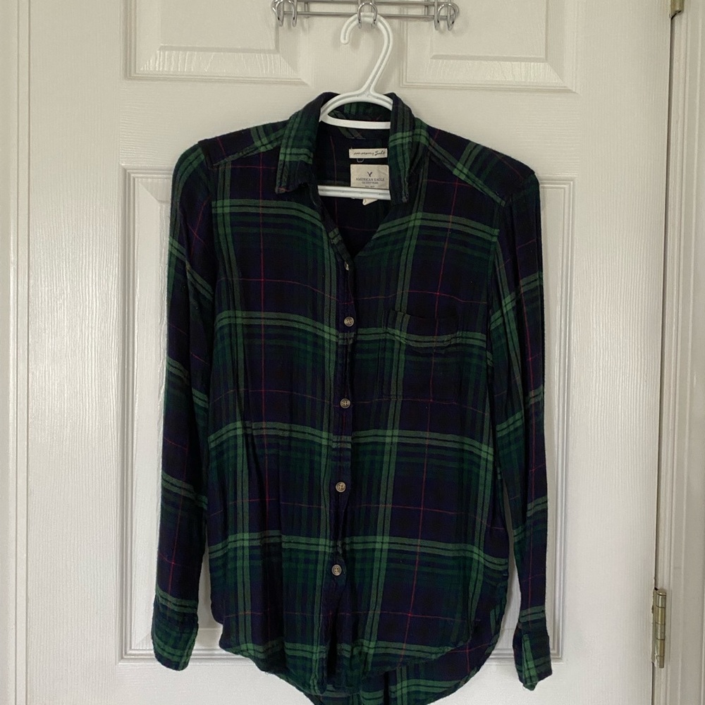 American Eagle Boyfriend Fit Flannel Shirt XXS